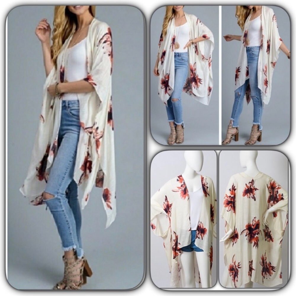 Bohemian Ivory Lightweight Kimono Wrap Coverup O/S - Picture 2 of 8
